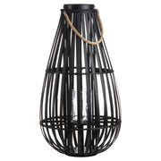 Large Floor Standing Domed Wicker Garden Lantern With Rope Detail